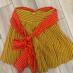 AMUR Striped Shorts with Red and Yellow Hues
